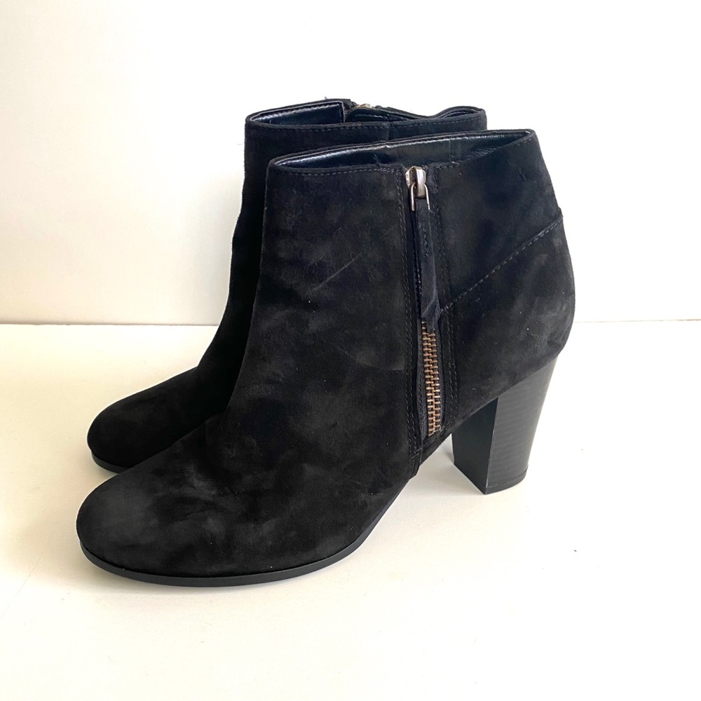 Cole Haan Black Suede Davenport Moto Booties